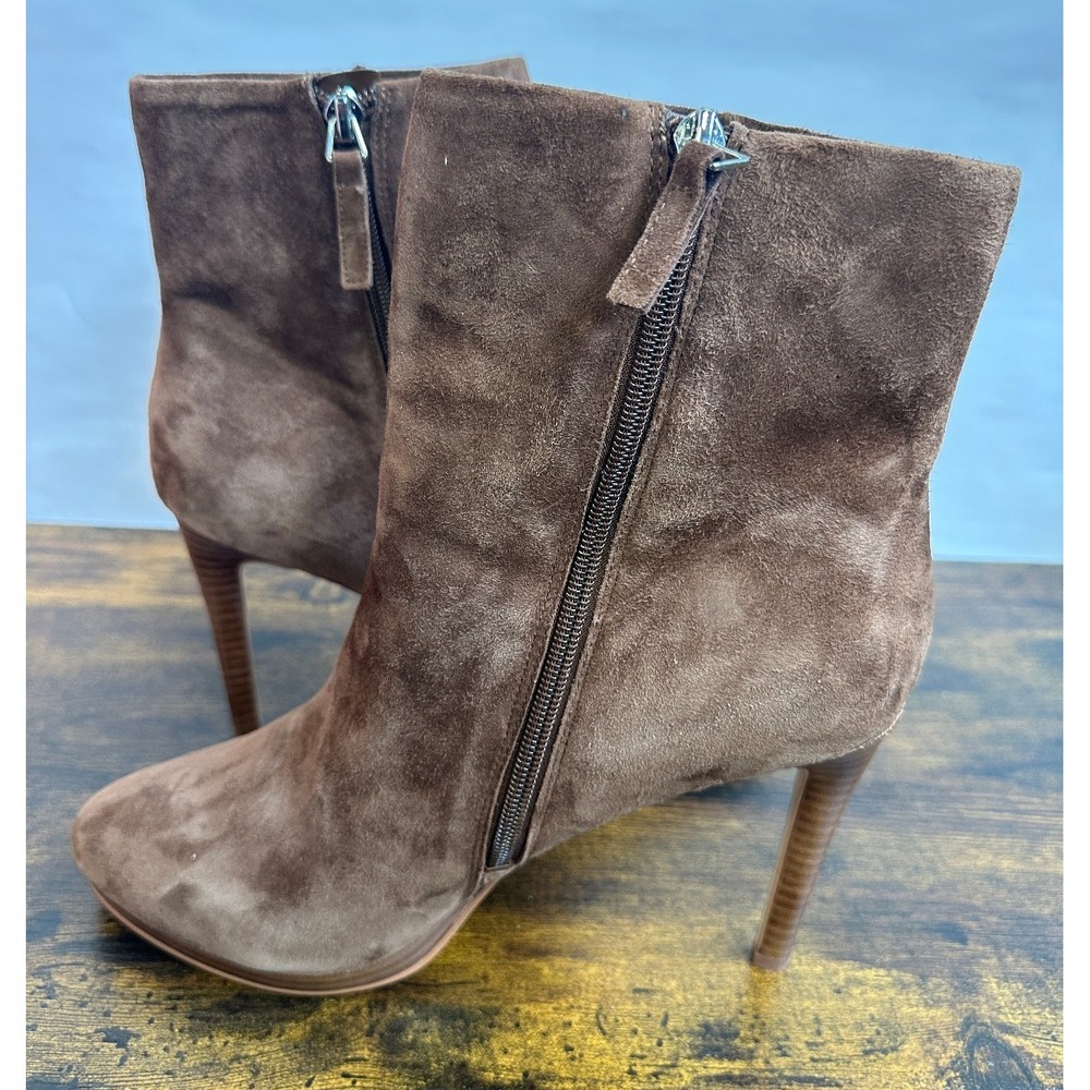 Nine West Brown Heeled Boots High Stiletto Heels Leather Suede Texture Size 11 M - Picture 4 of 15
